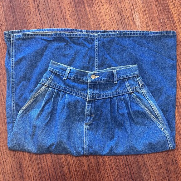 Vintage Lee Denim Pleated Midi Skirt - Picture 5 of 11